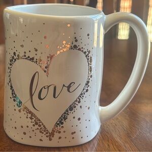 Gold Foil Heart “Love” Mug Romantic Valentine Coffee Cup